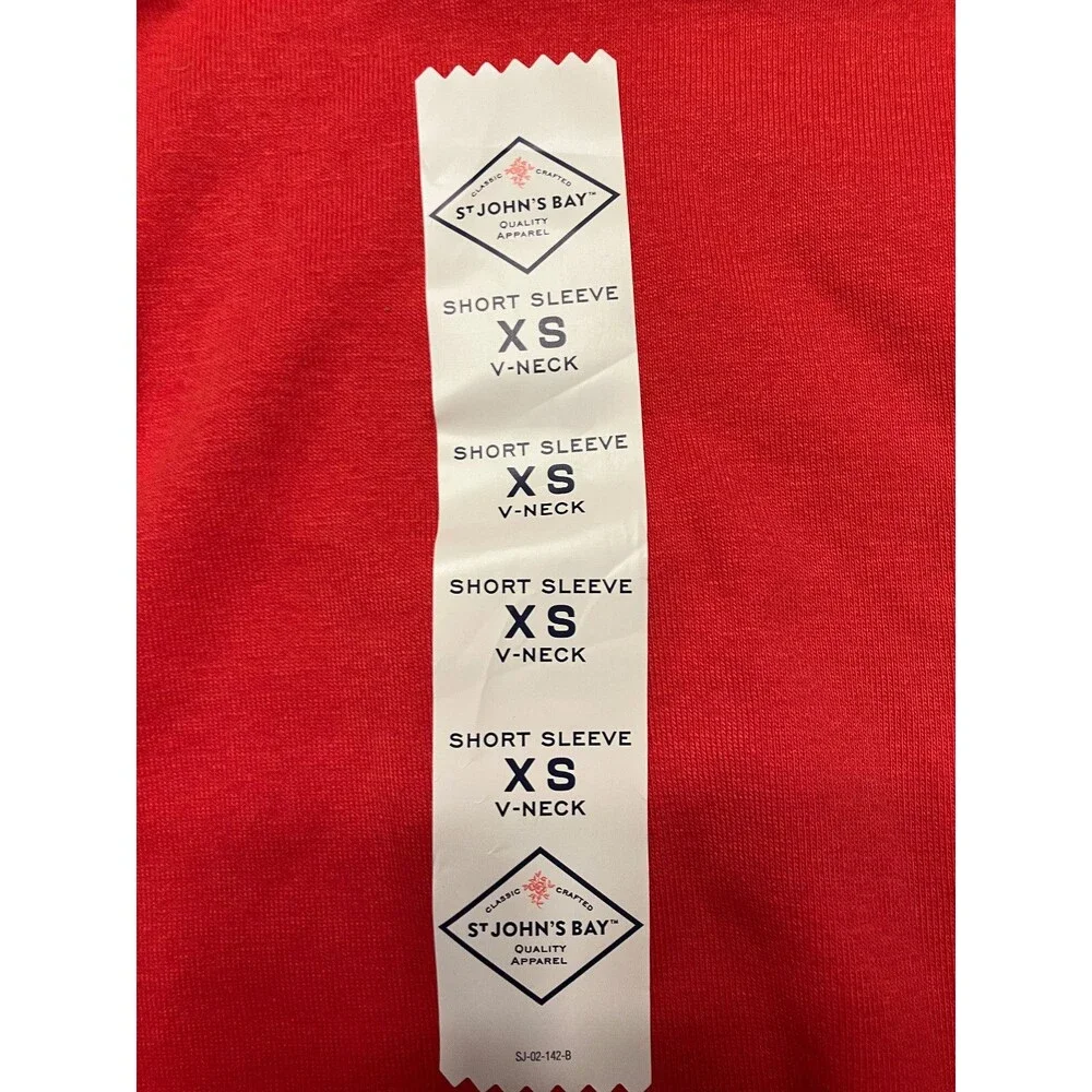 NWT St Johns Bay V-Neck Tee Shirt Short Sleeve Vibrant Orange Size XS - Picture 3 of 6